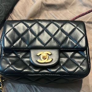 Small black Chanel bag. Like new. 5” X 7”.